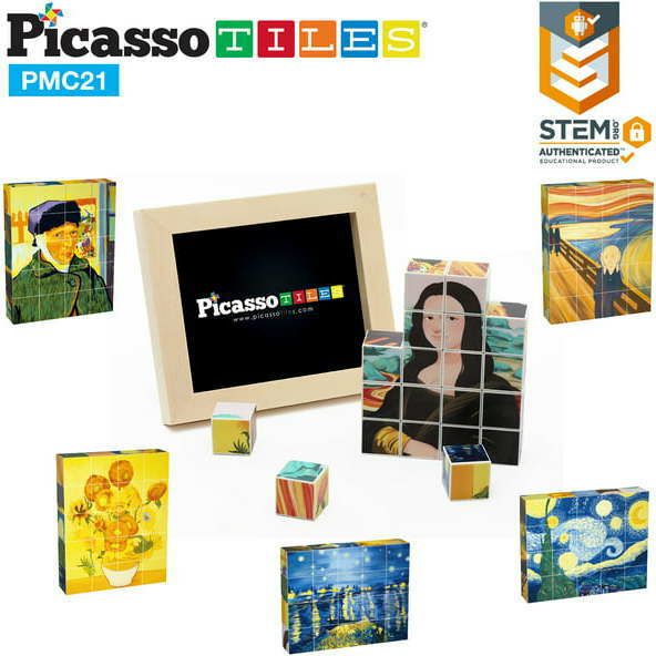 1" Magnetic Puzzle Cubes World Famous Paintings With Free Frame Stand | Puzzles Imaginative Learning Multi