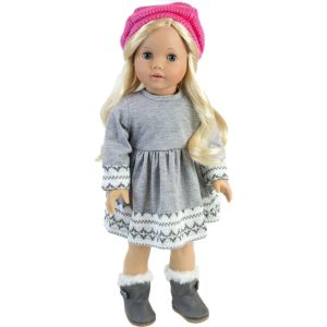 18” Doll Fair Isle Dress, Leggings, Hat & Scarf, Gray | Dolls & Doll Accessories Dolls & Doll Accessories Dolls & Doll Accessories