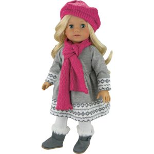 18” Doll Fair Isle Dress, Leggings, Hat & Scarf, Gray | Dolls & Doll Accessories Dolls & Doll Accessories Dolls & Doll Accessories