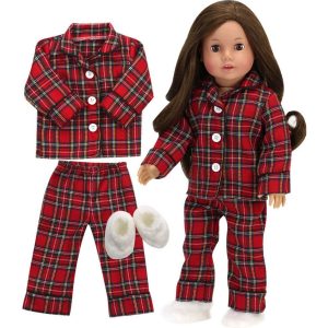 18” Doll Flannel Pajama & Slippers Set, Red | Dolls & Doll Accessories Dolls & Doll Accessories Dolls & Doll Accessories