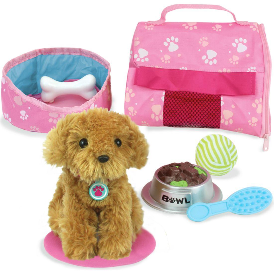 18” Doll Puppy Dog & Carrier Set, Pink | Dolls & Doll Accessories Dolls & Doll Accessories Dolls & Doll Accessories