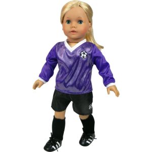 18” Doll Soccer Outfit, Ball, Socks, Cleats & Shin Guards, Purple/Black | Dolls & Doll Accessories Dolls & Doll Accessories Dolls & Doll Accessories