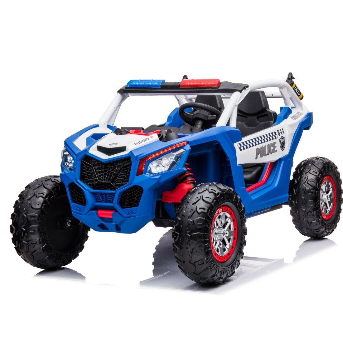 24Vpolice Utv 2 Seater Ride On Blue | Ride-Ons Outdoor Ride-Ons