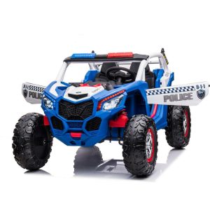 24Vpolice Utv 2 Seater Ride On Blue | Ride-Ons Outdoor Ride-Ons