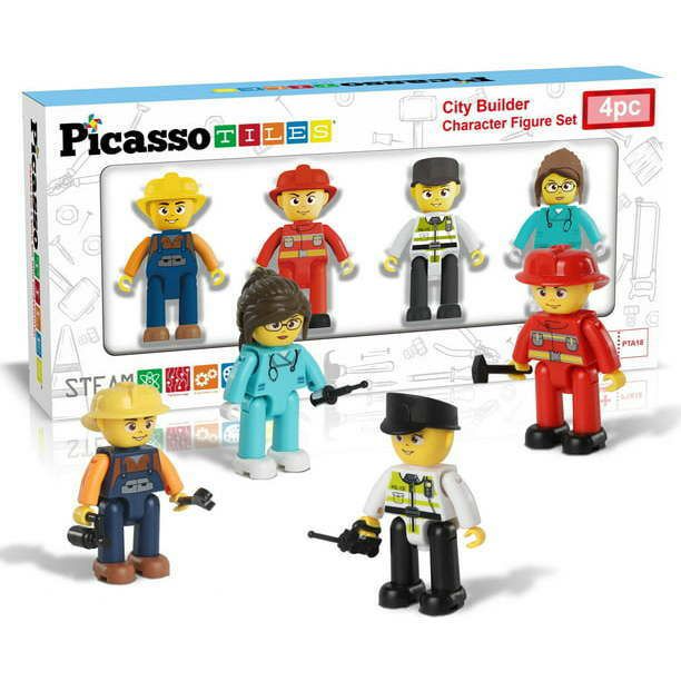 4 Piece City Builder Character Figure Set | Toy Figures & Playsets Imaginative Learning Multi