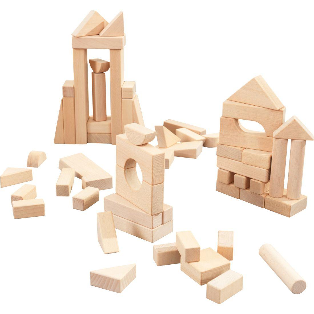 60-Piece Wooden Cutout Shapes Block Building Architectural Set – Natural | Blocks, Sorters & Stackers Baby & Toddler Blocks, Sorters & Stackers