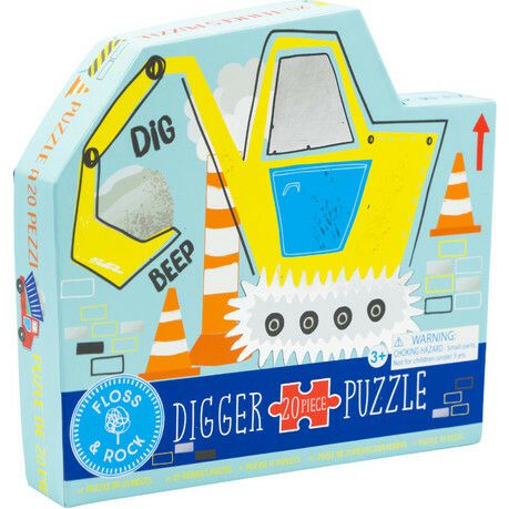 8 Construction 20Pc "Digger" Shaped Jigsaw | Puzzles Imaginative Learning Multi