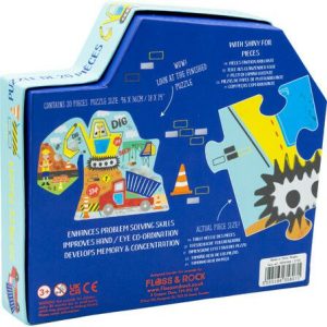 8 Construction 20Pc "Digger" Shaped Jigsaw | Puzzles Imaginative Learning Multi