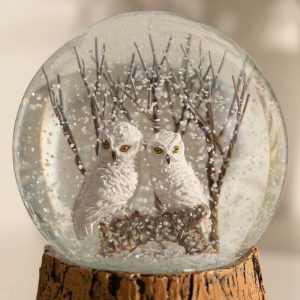 Ashfield & Harkness Snowy Owls Decorative Snow Globe | Play Room Kids Multi