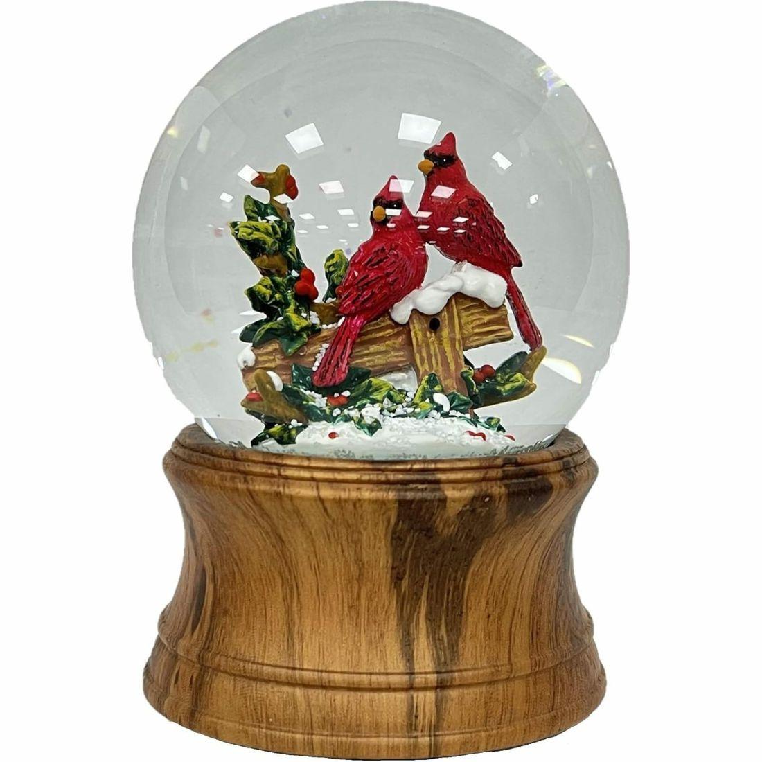 Ashfield & Harkness Woodland Cardinal Pair Decorative Snow Globe | Play Room Kids Multi