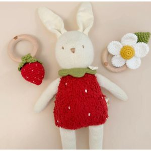 Bailey Bunny Strawberry Plushie Toy | Plush Baby & Toddler Cream