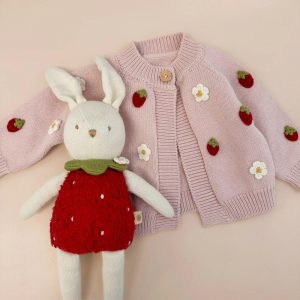 Bailey Bunny Strawberry Plushie Toy | Plush Baby & Toddler Cream