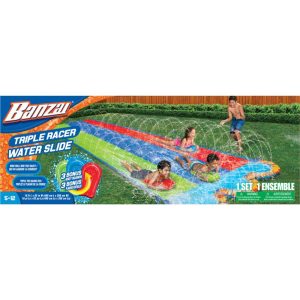 Banzai Triple Racer Water Slide With 3 Body Boards, 16 Ft X 82 In | Water Toys Outdoor Water Toys