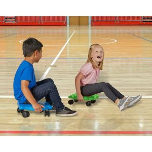 Blue Indoor Scooter Board With Safety Handles For Kids Ages 6-12, Plastic Floor Scooter Board With Rollers | Sports Outdoor Sports