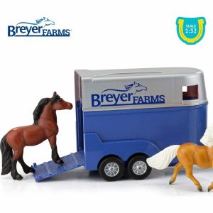 Breyer Horses – Breyer Farms 1:32 Scale Land Rover And Tag-A-Long Trailer Playset W/ 2 Stablemates Horses | Toy Figures & Playsets Imaginative Learning Multi