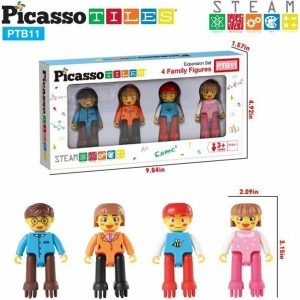 Bricklock 4 Piece Family Character People Figure Set | Toy Figures & Playsets Imaginative Learning Multi