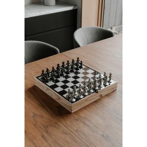 Buddy Modern Chess Set, Natural/Metal | Games Games Games