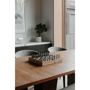 Buddy Modern Chess Set, Natural/Metal | Games Games Games