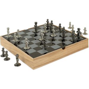 Buddy Modern Chess Set, Natural/Metal | Games Games Games