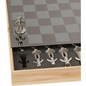 Buddy Modern Chess Set, Natural/Metal | Games Games Games