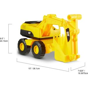 Cat Tough Rigs Construction 15" Toy Excavator , Yellow | Yard & Lawn Games Outdoor Multi