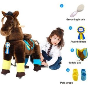 Chocolate Brown Horse With Accessories, Medium | Ride-Ons Outdoor Brown