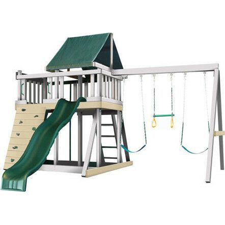 Congo Monkey Playsystem #1 White/Sand With Green Accessories | Outdoor Playsets & Playgrounds Outdoor Outdoor Playsets & Playgrounds