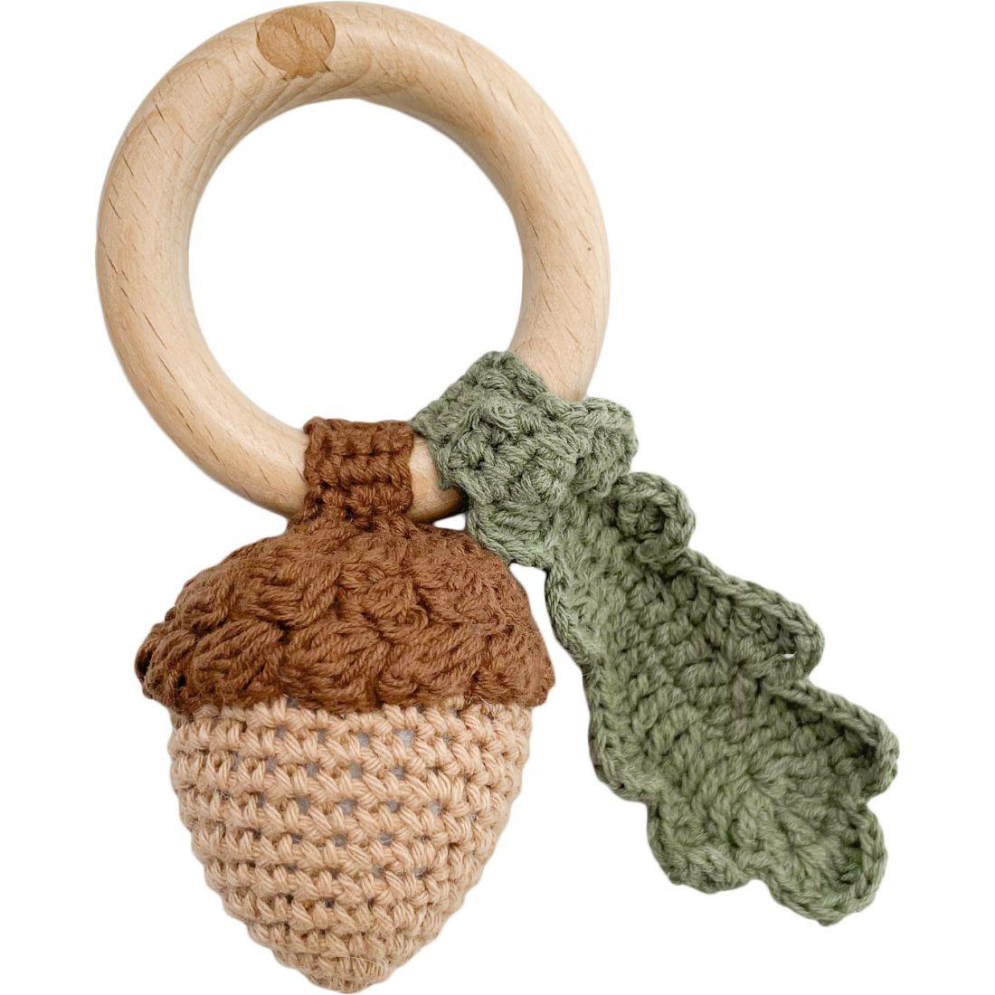 Cotton Crochet Baby Rattle Teether, Acorn | Teethers & Rattles Baby & Toddler Tan