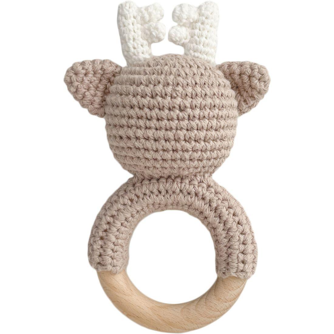 Cotton Crochet Baby Rattle Teether, Deer | Teethers & Rattles Baby & Toddler Tan