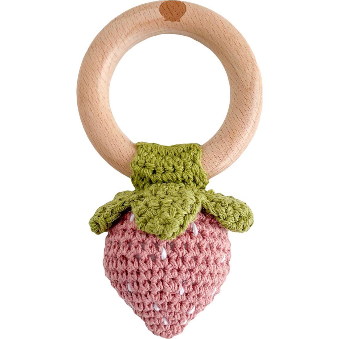 Cotton Crochet Rattle, Pink Strawberry | Teethers & Rattles Baby & Toddler Pink