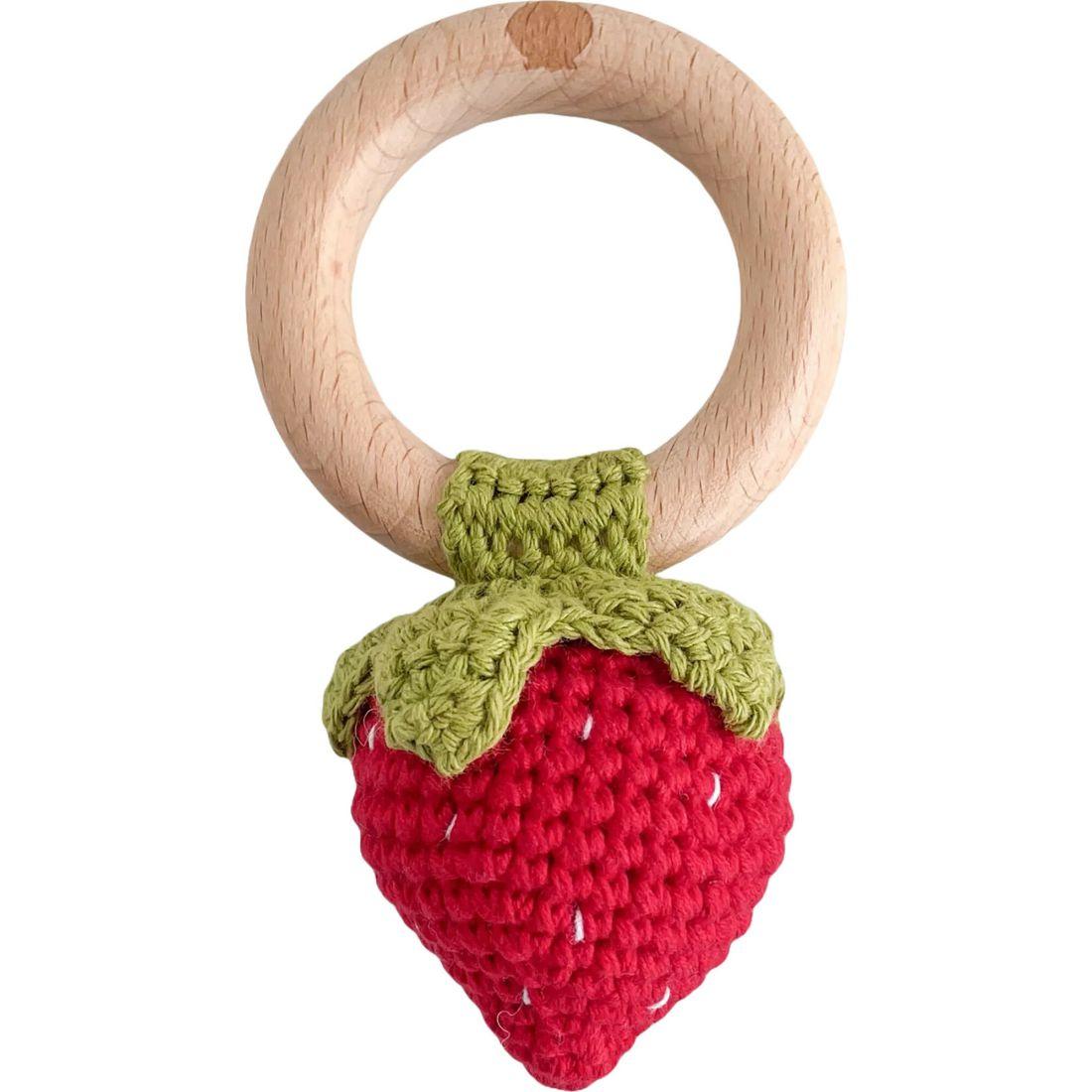 Cotton Crochet Rattle, Red Strawberry | Teethers & Rattles Baby & Toddler Red