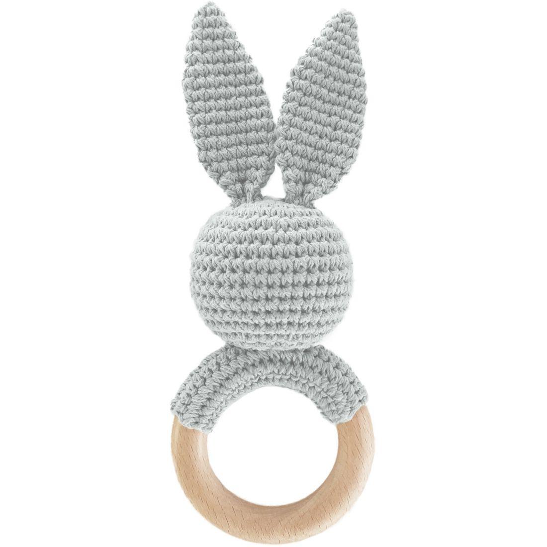 Cotton Crochet Rattle Teether Bunny | Teethers & Rattles Baby & Toddler Grey