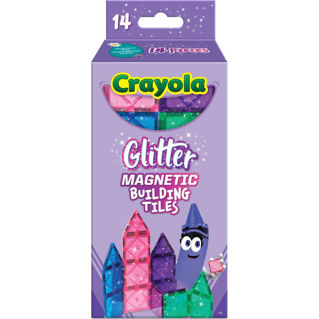 Crayola Glitter Magnetic Tiles 14 Piece Expansion Pack | STEM Toys Kids STEM Toys