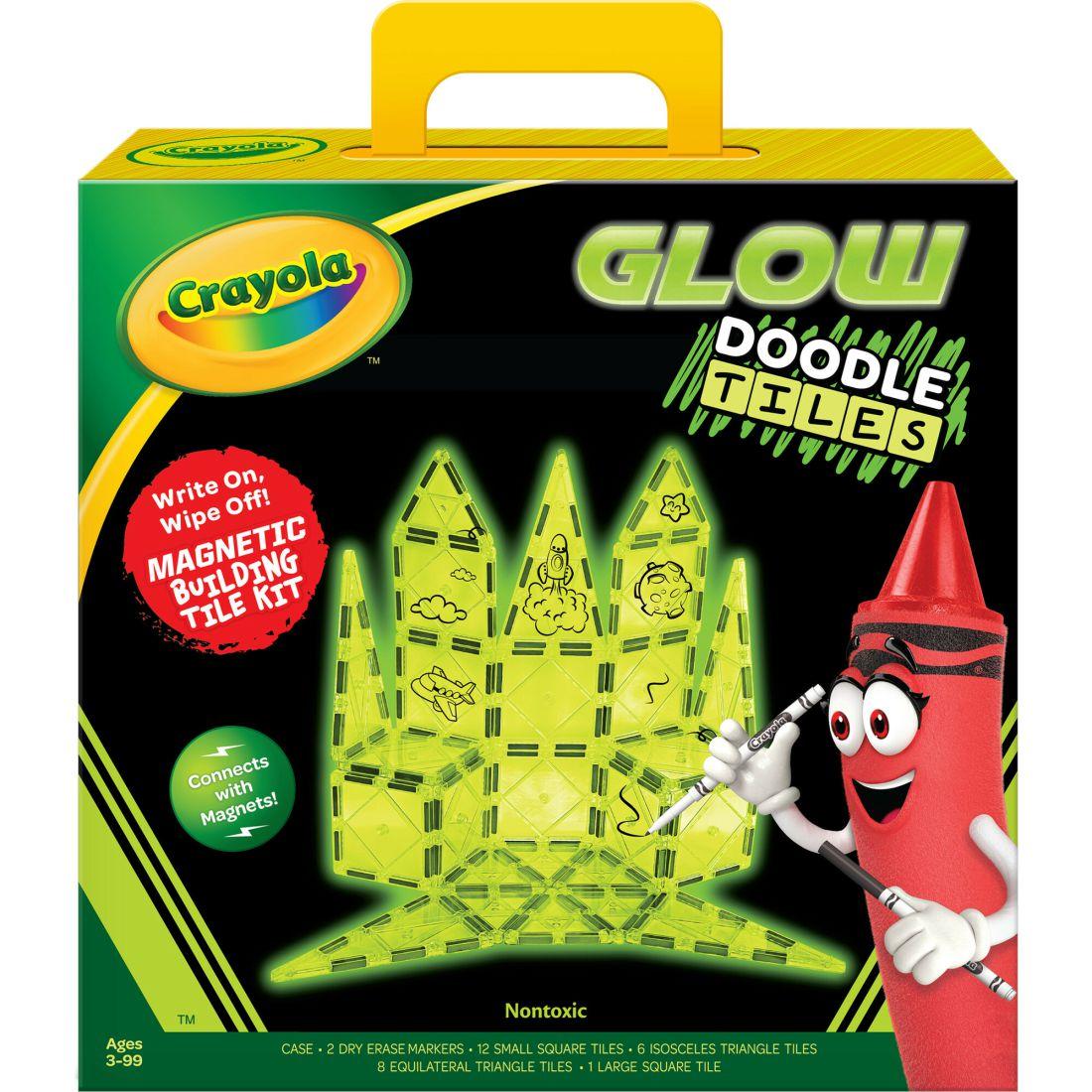 Crayola Glow Doodle Magnetic Tiles 30-Piece Set | STEM Toys Kids STEM Toys