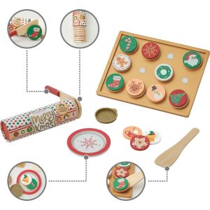 Cuttable Christmas Cookie Play Set – Red/Green/Gold | Play Food & Accessories Kids Play Food & Accessories