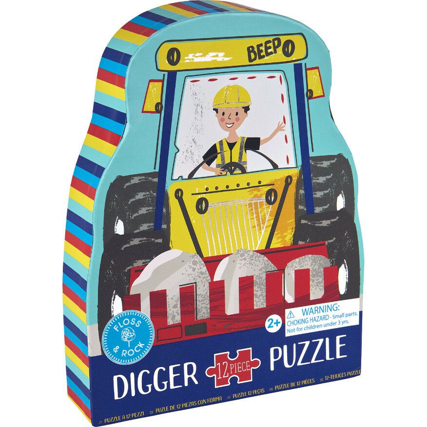 Digger Shaped Jigsaw With Shaped Box,12Pc | Puzzles Imaginative Learning Multi