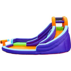 Double Slide Water Park With Climbing Wall & Water Cannon | Yard & Lawn Games Outdoor Multi