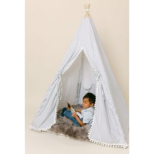 Elijah Play Tent, Black/White Stripes | Play Tents & Playhouses Imaginative Learning Navy