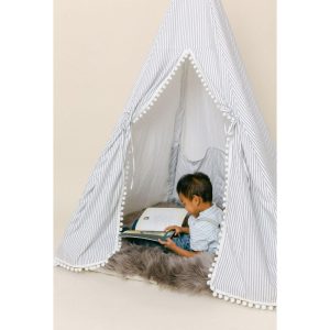 Elijah Play Tent, Black/White Stripes | Play Tents & Playhouses Imaginative Learning Navy