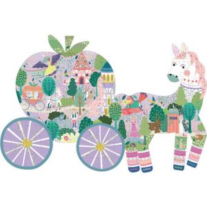 Fairy Tale 80Pc "Horse & Carriage" Shaped Jigsaw | Puzzles Imaginative Learning Multi