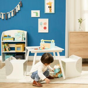 Fantasy Fields By Teamson Kids – Biscay Bricks Table & Chairs Kids Furniture, Grey | Play Room Kids Grey