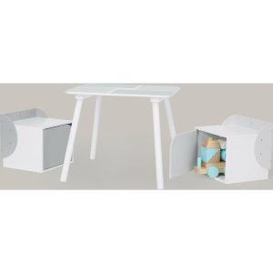 Fantasy Fields By Teamson Kids – Biscay Bricks Table & Chairs Kids Furniture, Grey | Play Room Kids Grey