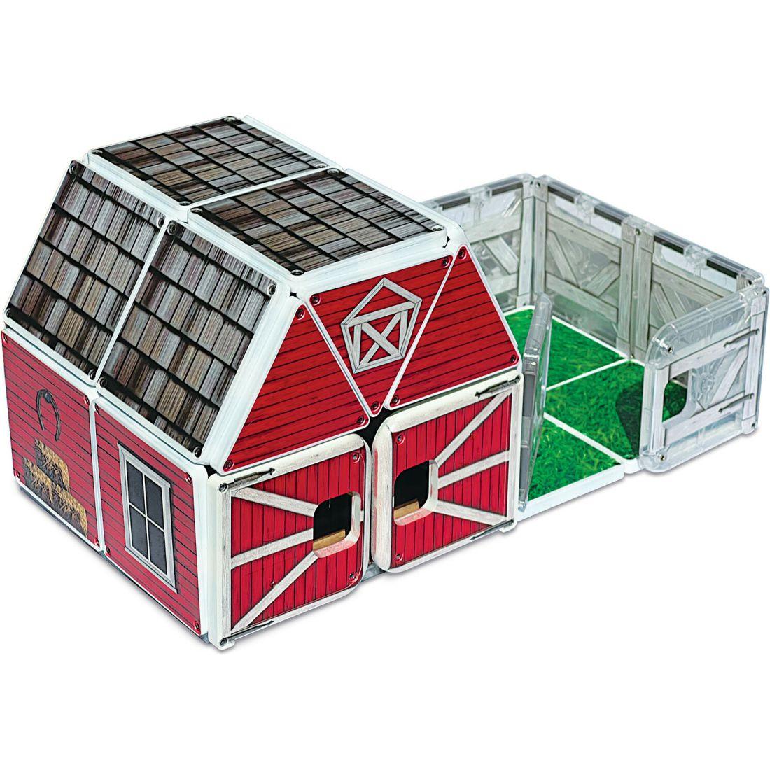 Farmyard Barn Magna-Tiles Structures | STEM Toys Kids Red