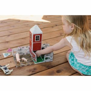 Farmyard Barn Magna-Tiles Structures | STEM Toys Kids Red