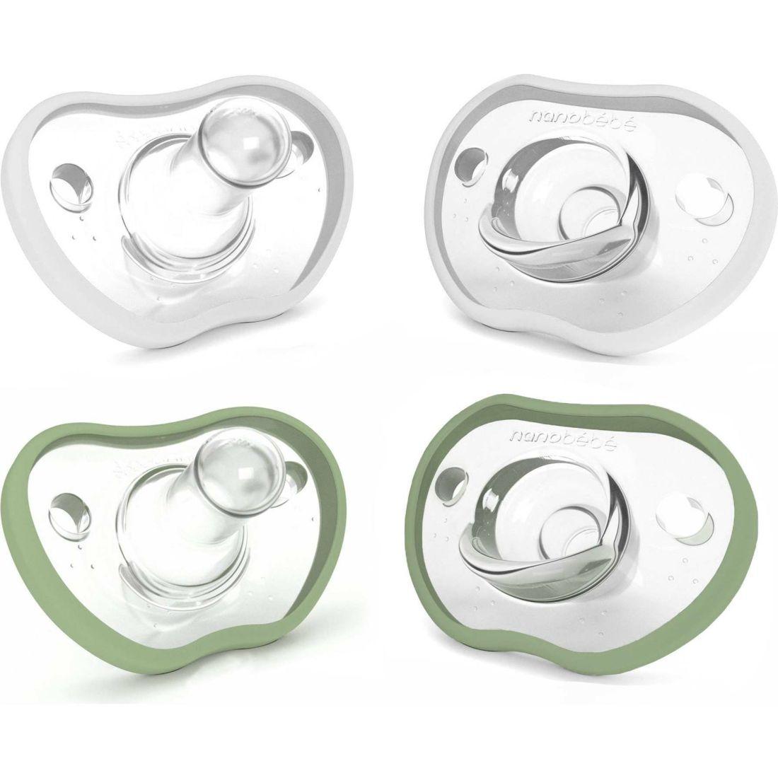 Flexy Pacifier, Sage & White 4Pk Count | Teethers & Rattles Baby & Toddler Green