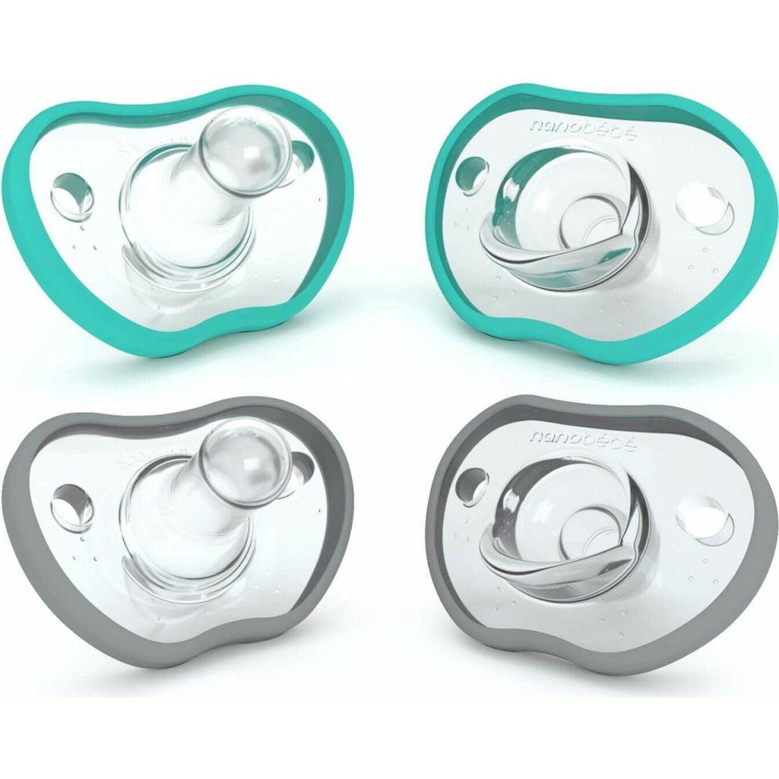 Flexy Pacifier, Teal & Grey 4Pk Count | Teethers & Rattles Baby & Toddler Teethers & Rattles