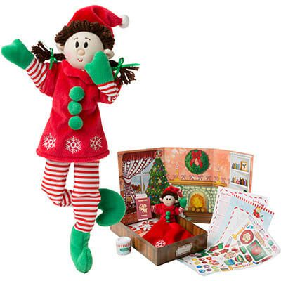 Girl Elf (Brown Hair) & Elf Book Set | Plush Books Books