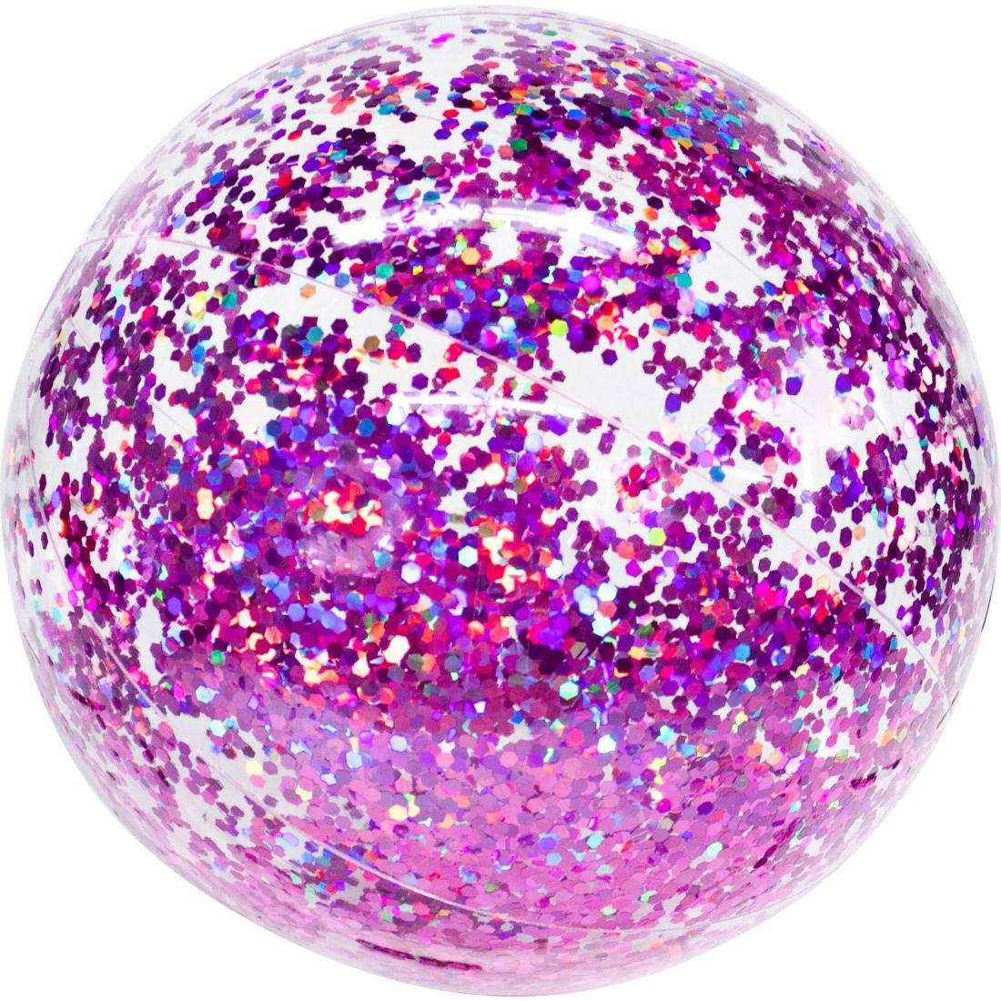 Glitter Beach Ball 19" Jumbo Beach Ball With Orchid Glitter, Purple | Yard & Lawn Games Outdoor Purple