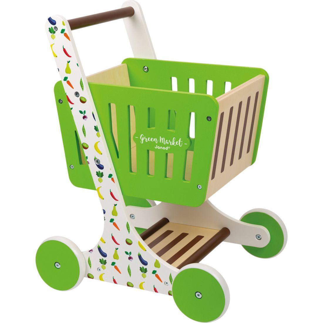 Green Market Wooden Shopping Trolley | Play Food & Accessories Kids Multi