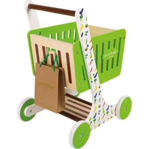 Green Market Wooden Shopping Trolley | Play Food & Accessories Kids Multi